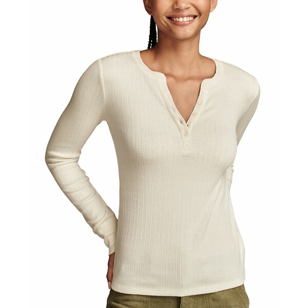 ラッキーブランド レディース カットソー トップス Women's Ribbed Henley Top Tofu