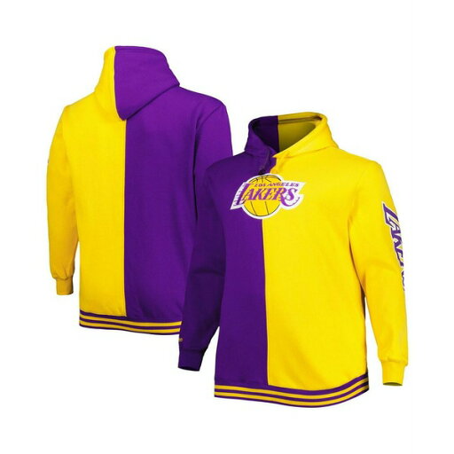 ミッチェル&ネス メンズ パーカー・スウェットシャツ アウター Men's Purple and Gold Los Angeles Lakers Big and Tall Hardwood Classics Split Pullover Hoodie Purple, Gold ミッチェル&ネス メンズ パーカー・スウェットシャツ アウター Men's Purple and Gold Los Angeles Lakers Big and Tall Hardwood Classics Split Pullover Hoodie Purple, Gold