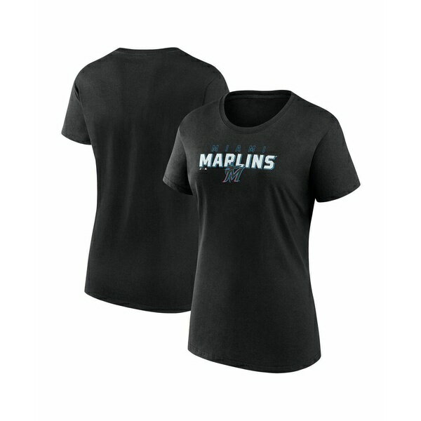 ファナティクス レディース カットソー トップス Women's Black Miami Marlins Lean T-Shirt Black
