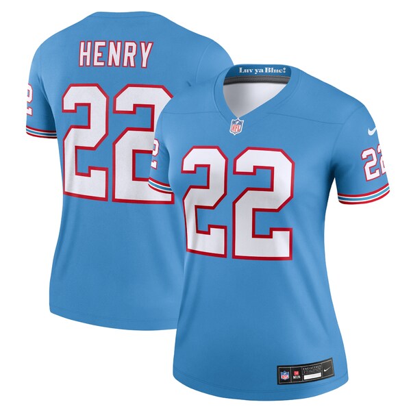 ナイキ レディース ユニフォーム トップス Derrick Henry Tennessee Titans Nike Women's Oilers Throwback Legend Jersey Light Blue