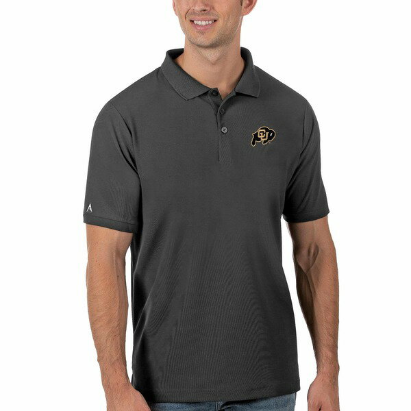 アンティグア メンズ ポロシャツ トップス Colorado Buffaloes Antigua Legacy Pique Polo Anthracite