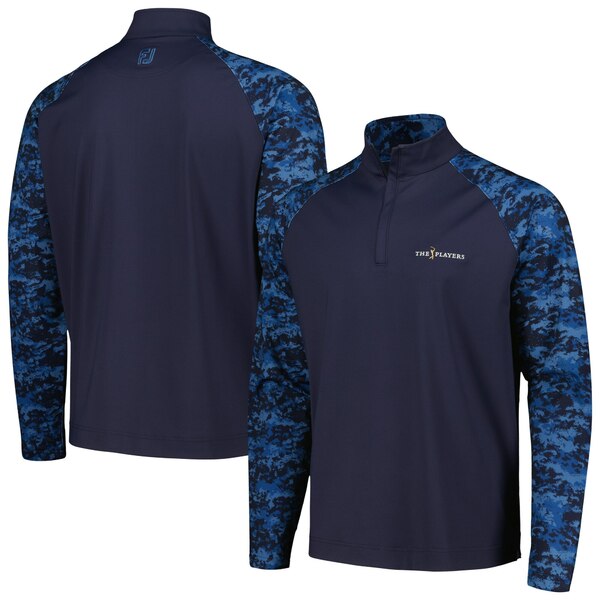フットジョイ メンズ ジャケット&ブルゾン アウター THE PLAYERS FootJoy Camo Color Block Raglan QuarterZip Top Navy