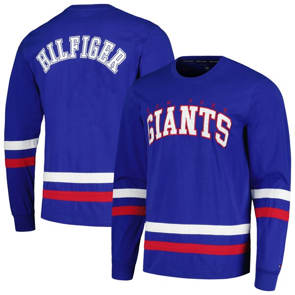 トミー ヒルフィガー メンズ Tシャツ トップス New York Giants Tommy Hilfiger Nolan Long Sleeve TShirt Royal/Red