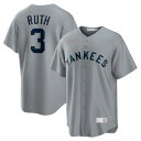 ナイキ メンズ ユニフォーム トップス Babe Ruth New York Yankees Nike Road Cooperstown Collection Player Jersey Gray