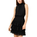 ワンステイト レディース ワンピース トップス Sleeveless Smocked Neck Dress with Ruffle Tiered Skirt Rich Black