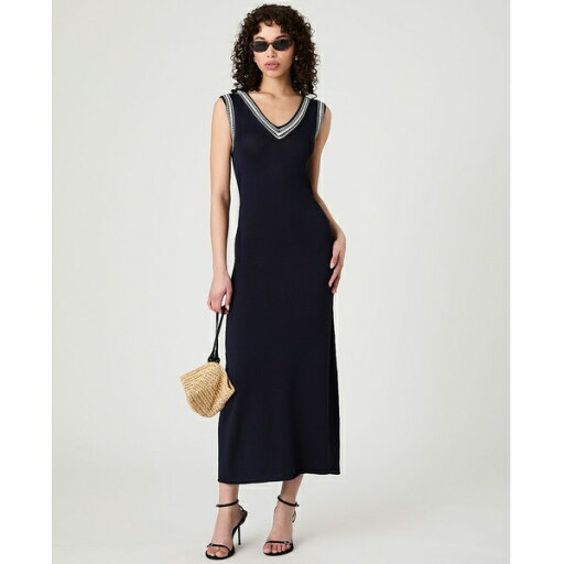 フレンチコネクション レディース ワンピース トップス Women's Sage Knit-Trim Sleeveless Dress Navy/Summer White フレンチコネクション レディース ワンピース トップス Women's Sage Knit-Trim Sleeveless Dress Navy/Summer White