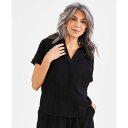 スタイルアンドコー レディース カットソー トップス Women's Cotton Gauze Popover Collared Top, Created fo...