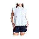 エロクイ レディース カットソー トップス Plus Size Strong Shoulder Collared Top White