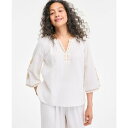 スタイルアンドコー レディース カットソー トップス Women's Embroidered Cotton Top, Exclusively at Macy's...