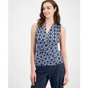 アンクライン レディース カットソー トップス Women's Printed Sleeveless Knit Surplice Top Anne Black Multi