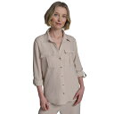 ホルストンヘリテイジ レディース カットソー トップス Women's Collared Roll-Tab Button-Up Shirt Sand