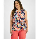 タハリエーエスエル レディース カットソー トップス Plus Size Sailor Tie-Neck Sleeveless Blouse Navy Cora...