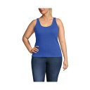 ランズエンド レディース カットソー トップス Plus Size Pointelle Rib UNeck Tank Blue breeze