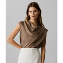 カルバンクライン レディース カットソー トップス Women's Cap-Sleeve Satin Cowlneck Blouse Fossil