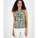 カスパー レディース カットソー トップス Women's Printed Satin Tie-Neck Sleeveless Blouse Black Mul...