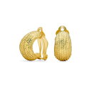 ブリング レディース ピアス&イヤリング アクセサリー Ribbed Grooved Cable Rope Stripe Wide Half Hoop Dome...