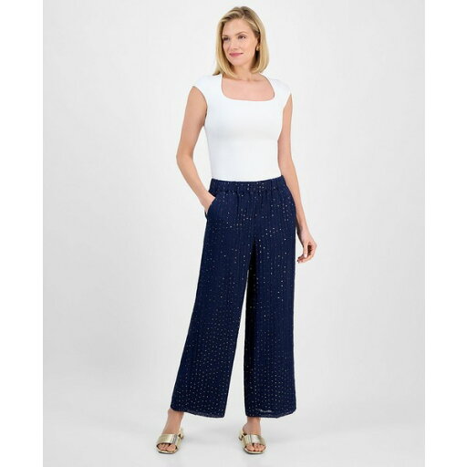 ジェイエムコレクション レディース カジュアルパンツ ボトムス Women's High-Rise Wide-Leg Sequin Crinkle Pants, Exclusively at Macy's Intrepid Blue ジェイエムコレクション レディース カジュアルパンツ ボトムス Women's High-Rise Wide-Leg Sequin Crinkle Pants, Exclusively at Macy's Intrepid Blue