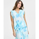 ジョーンズニューヨーク レディース カットソー トップス Petite Printed Ruffle-Trim Sleeveless Top Nyc White...