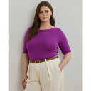 ラルフローレン レディース カットソー トップス Plus Size Stretch Cotton Boatneck Top Purple Dawn