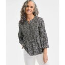 スタイルアンドコー レディース カットソー トップス Women's Cotton Printed 3/4-Sleeve Blouse, Exclusively...