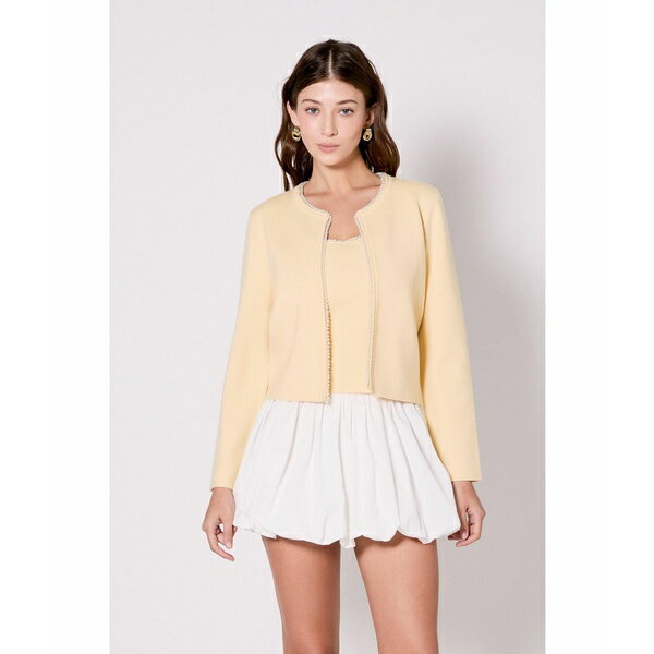 エンドレスローズ レディース ジャケット&ブルゾン アウター Women's Pearl Trim Knit Cardigan Butter