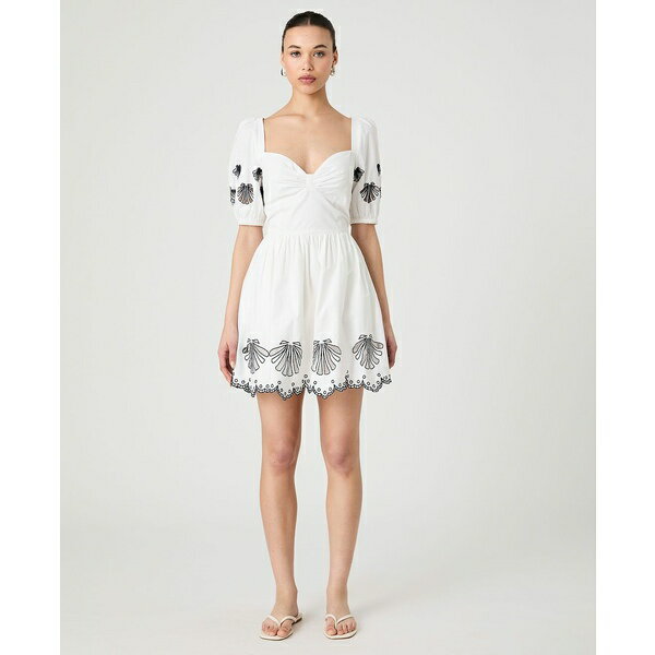 フレンチコネクション レディース ワンピース トップス Women's Cambria Cotton Embroidered Anglaise Dress Linen White/Navy