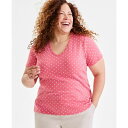 スタイルアンドコー レディース カットソー トップス Plus Size Printed V-Neck Tee, Exclusively at Macy's D...