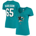 ファナティクス レディース Tシャツ トップス Erik Karlsson San Jose Sharks Fanatics Branded Women's Name & Number VNeck TShirt Teal