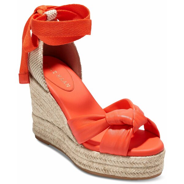 コールハーン レディース サンダル シューズ Women's Cloudfeel Hampton Espadrille Wedge Sandals Nasturtium Leather, Natural Canvas