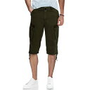 エックスレイ メンズ カジュアルパンツ ボトムス Men's Belted Capri Cargo Shorts Olive