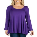 24セブンコンフォート レディース カットソー トップス Women's Long Sleeve Swing Style Flared Tunic Top Me...