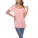 ホワイトマーク レディース カットソー トップス Women's Crisscross Cutout Short Sleeve Top Rose