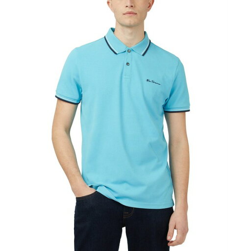 ベンシャーマン メンズ ポロシャツ トップス Men's Signature Tipped Short-Sleeve Polo Shirt Aqua ベンシャーマン メンズ ポロシャツ トップス Men's Signature Tipped Short-Sleeve Polo Shirt Aqua