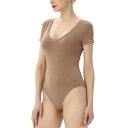 キミ アンド カイ レディース カットソー トップス Women's V-neck Basic Bodysuit Top Mocha