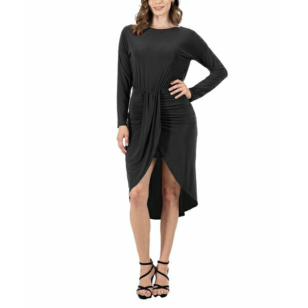 24セブンコンフォート レディース ワンピース トップス Women's Long Sleeve Knee Length Dress Black