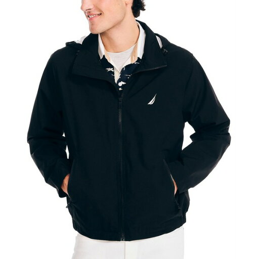 ナウティカ メンズ ジャケット&ブルゾン アウター Men眇?s Classic Rainbreaker Hooded Zip-Front Lightweight Jacket True Black ナウティカ メンズ ジャケット&ブルゾン アウター Men眇?s Classic Rainbreaker Hooded Zip-Front Lightweight Jacket True Black