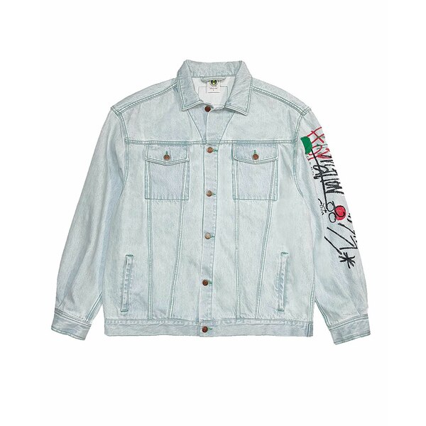 クロスカラーズ メンズ ジャケット&ブルゾン アウター Mens Oversize Denim Graffiti Jacket Ice blue