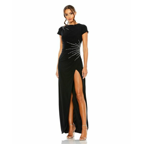 マックダガル レディース ワンピース トップス Women's Ieena Slit Gown with Side Beaded Detail Black