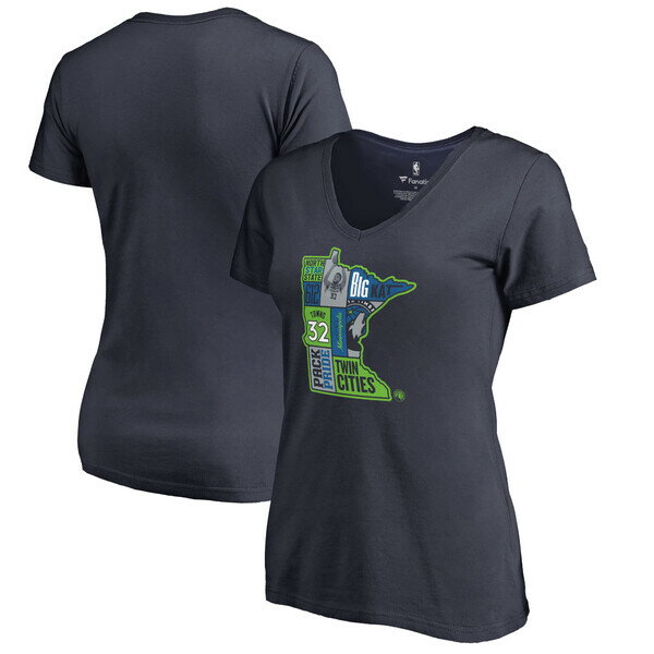 ファナティクス レディース Tシャツ トップス KarlAnthony Towns Minnesota Timberwolves Fanatics Branded Women's Player State VNeck TShirt Navy