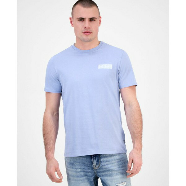    ȥåץ Men's Distressed Logo Crewneck T-Shirt Nimbus Blue