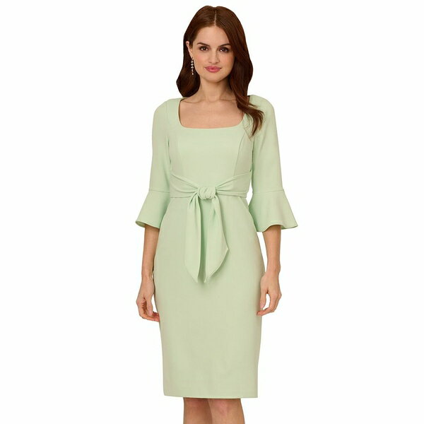 アドリアナ パペル レディース ワンピース トップス Women's Tie-Front Bell-Sleeve Sheath Dress Aloe Mist