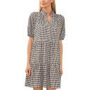 セセ レディース ワンピース トップス Women's Gingham Babydoll Elbow-Sleeve Tiered Dress Rich Black
