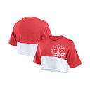 ファナティクス レディース Tシャツ トップス Women's Crimson/White Alabama Crimson Tide Oversized Badge Color block Cropped T-Shirt Crimson/White(4)