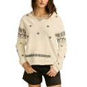 ラッキーブランド レディース パーカー・スウェットシャツ アウター Women's Cotton Embroidered Baja Hoodie Cream