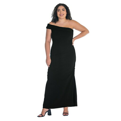 24セブンコンフォート レディース ワンピース トップス Plus Size Formal One Shoulder Ruched Mermaid Maxi Dress Black 24セブンコンフォート レディース ワンピース トップス Plus Size Formal One Shoulder Ruched Mermaid Maxi Dress Black