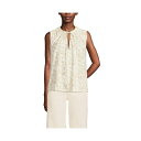 ランズエンド レディース カットソー トップス Women's Linen Blend Notch Neck Swing Tank Top Champagne leaf scroll(4)