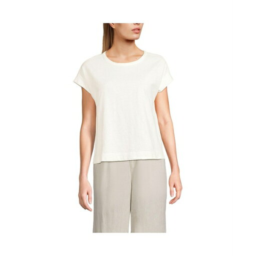 ランズエンド レディース Tシャツ トップス Women's Slub T-Shirt Ivory ランズエンド レディース Tシャツ トップス Women's Slub T-Shirt Ivory