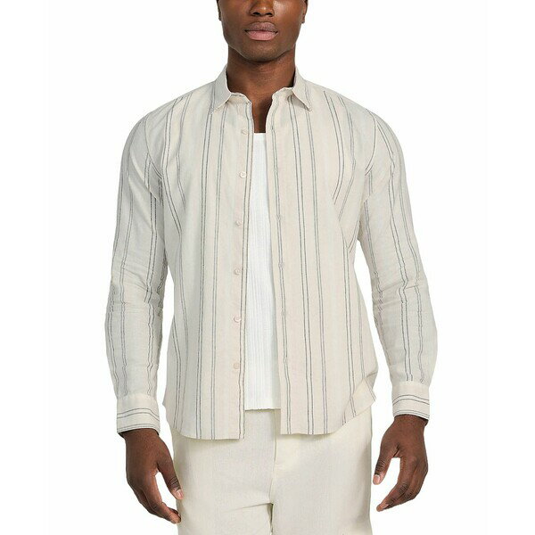 ゲス メンズ シャツ トップス Men's Harkin Relaxed-Fit Stripe Button-Down Shirt Pearl White Multi