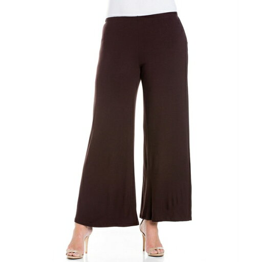 24セブンコンフォート レディース カジュアルパンツ ボトムス Plus Size Elastic Waist Flared Leg Palazzo Pants Brown 24セブンコンフォート レディース カジュアルパンツ ボトムス Plus Size Elastic Waist Flared Leg Palazzo Pants Brown