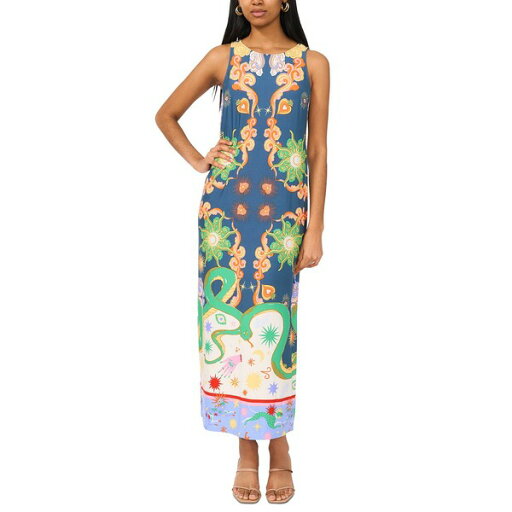 ミスク レディース ワンピース トップス Women's Mixed-Print Sleeveless Maxi Dress Mallard Blue ミスク レディース ワンピース トップス Women's Mixed-Print Sleeveless Maxi Dress Mallard Blue